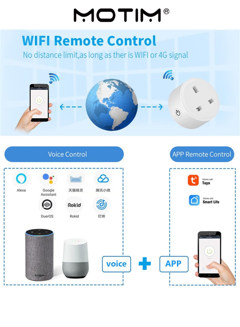 Motim 4 Pack WiFi Smart Plug 16A WLAN Smart Socket with  WiFi Plug Socket Remote Voice Control Works with Alexa Google Home for Home Automation - Image 3