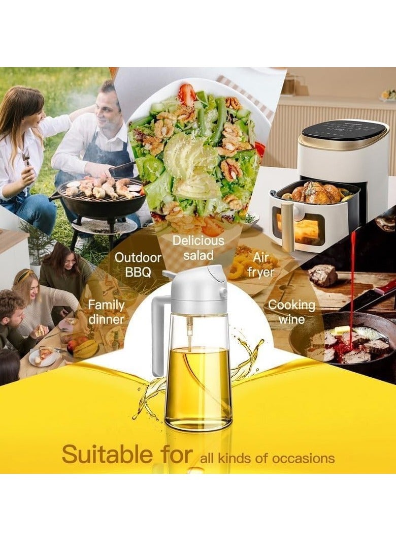 يمنى زجاجة رش زيت 2 في 1، موزع زيت 15.8 أونصة / 470 مل وبخاخ زيتون، زجاجات زيت أساسية للمطبخ، موزع زيت الطبخ لمقلاة الهواء للطهي (أبيض كريمي)  - Image 5