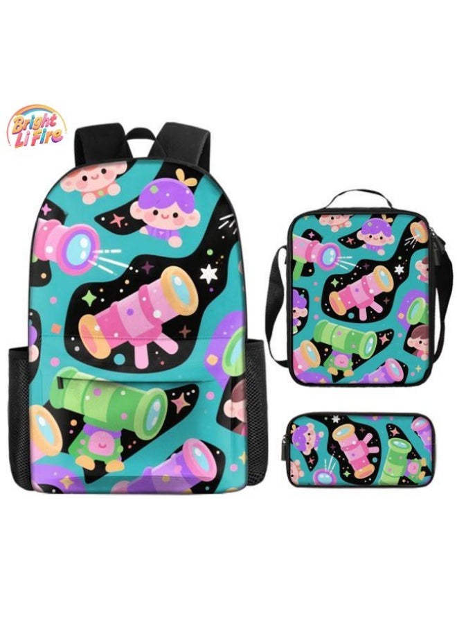 Bright Li Fire Fashion is unlimited! Cartoon bag three-piece set, suitable for a variety of scenes for students and teenagers (available for students, children, friends on outings, mountain climbing, school, etc.) - 49 - Image 1