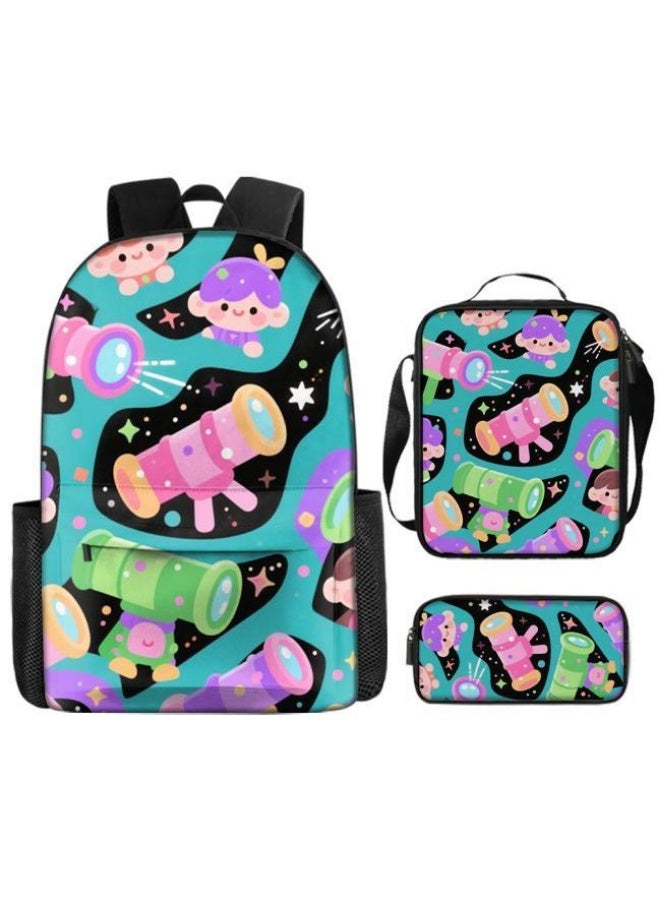 Bright Li Fire Fashion is unlimited! Cartoon bag three-piece set, suitable for a variety of scenes for students and teenagers (available for students, children, friends on outings, mountain climbing, school, etc.) - 49 - Image 2