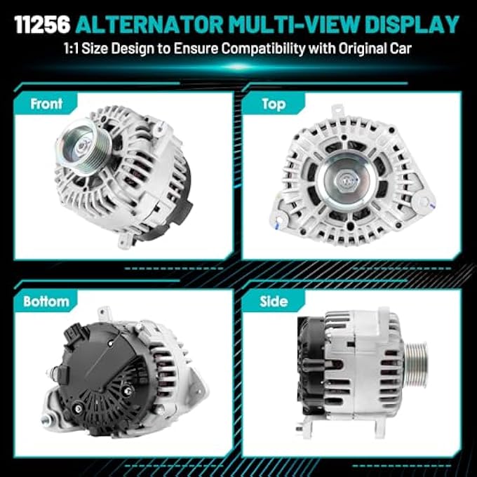 Farrme 11256 Car Alternators 130 Amp, 7-Groove Pulley Fit for Nissan Armada Frontier Pathfinder Titan Xterra Equator, for Infiniti QX56 Automotive Replacement Alternators 23100-ZH00A, 23100-ZH00B - Image 4