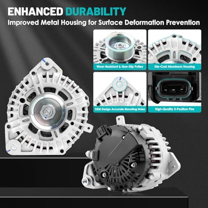 Farrme 11256 Car Alternators 130 Amp, 7-Groove Pulley Fit for Nissan Armada Frontier Pathfinder Titan Xterra Equator, for Infiniti QX56 Automotive Replacement Alternators 23100-ZH00A, 23100-ZH00B - Image 5