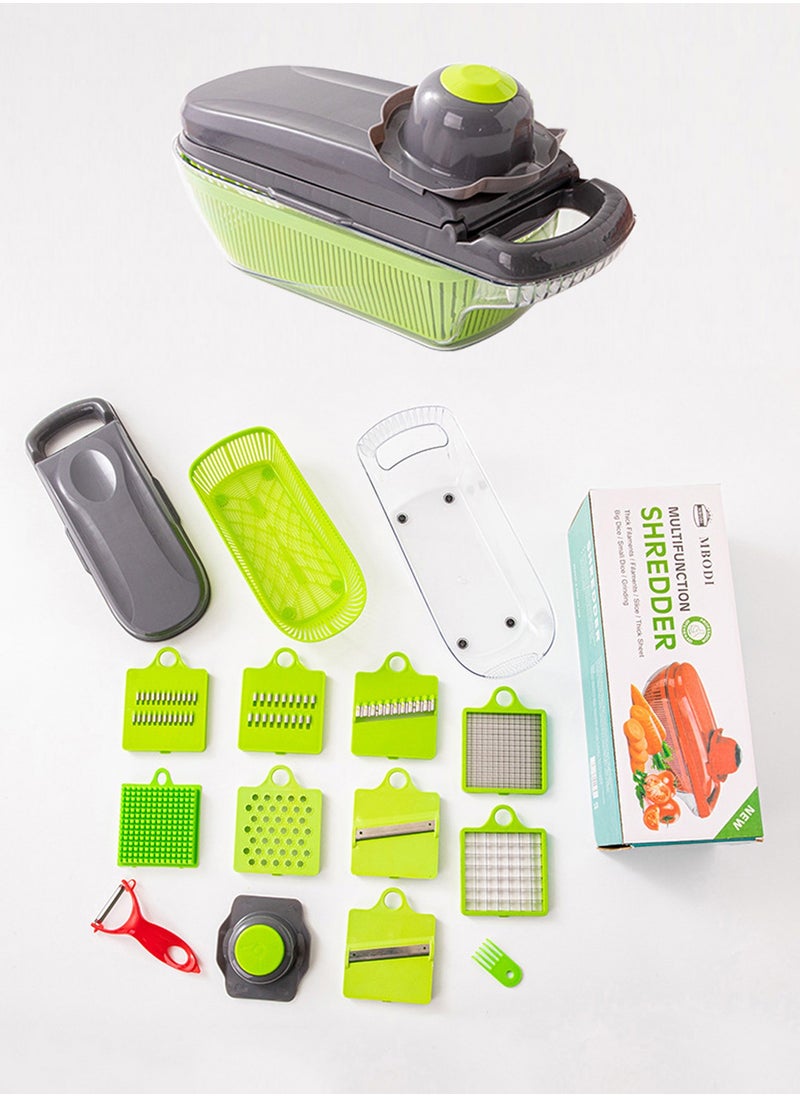 MBODI Vegetable Chopper Vegetable Slicer Vegetable Dicer 16 in 1 Onion Chopper Sailboat Shaped Kitchen Food Chopper with 1.5L Large Container and 10 Blades (Green)  - Image 1