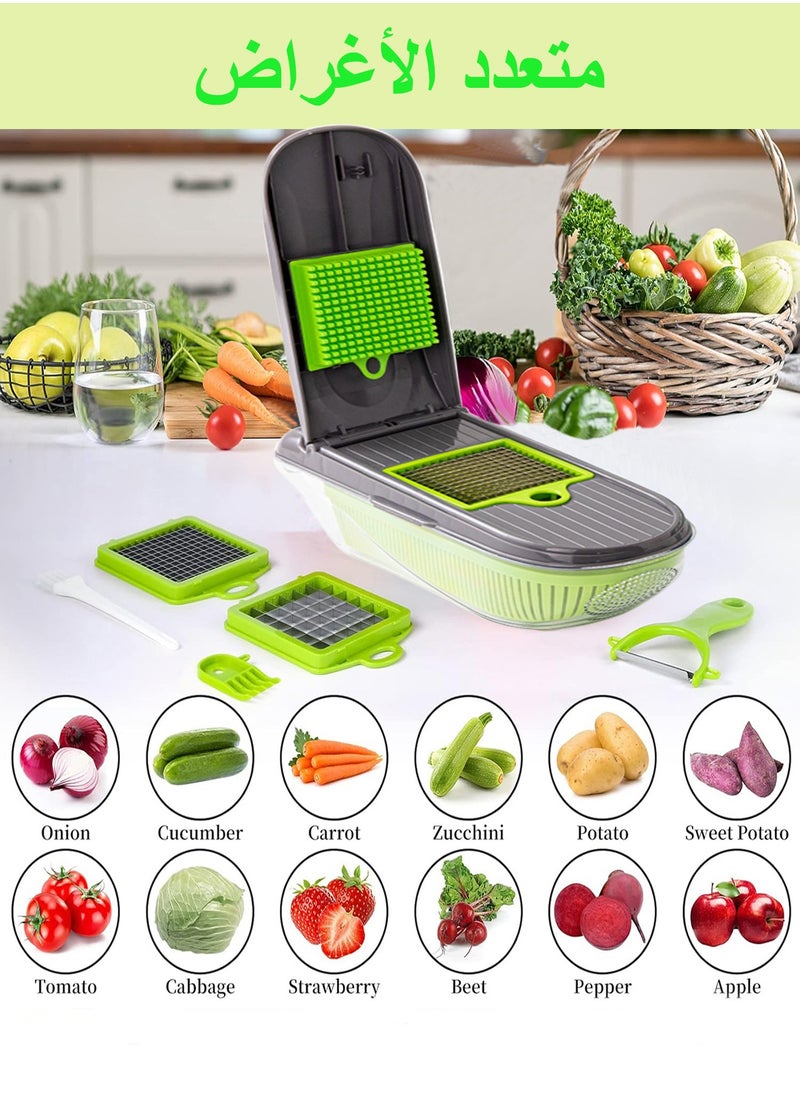 MBODI Vegetable Chopper Vegetable Slicer Vegetable Dicer 16 in 1 Onion Chopper Sailboat Shaped Kitchen Food Chopper with 1.5L Large Container and 10 Blades (Green)  - Image 2