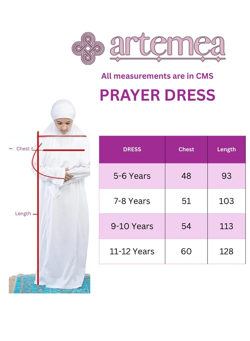 Artemea  Yellow Printed Girls Prayer dress- Mat & Bag set for Women | Best Price UAE