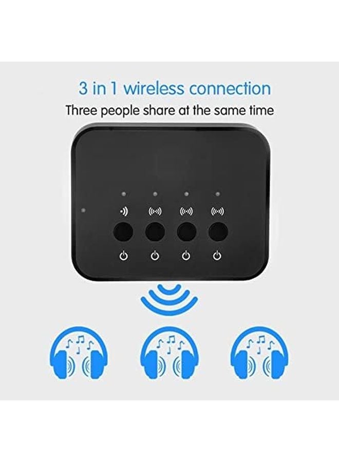 Black Bluetooth Transmitter Receiver 4 0 Audio Adapter 3 in 1 Stereo Sharing Device - Image 3