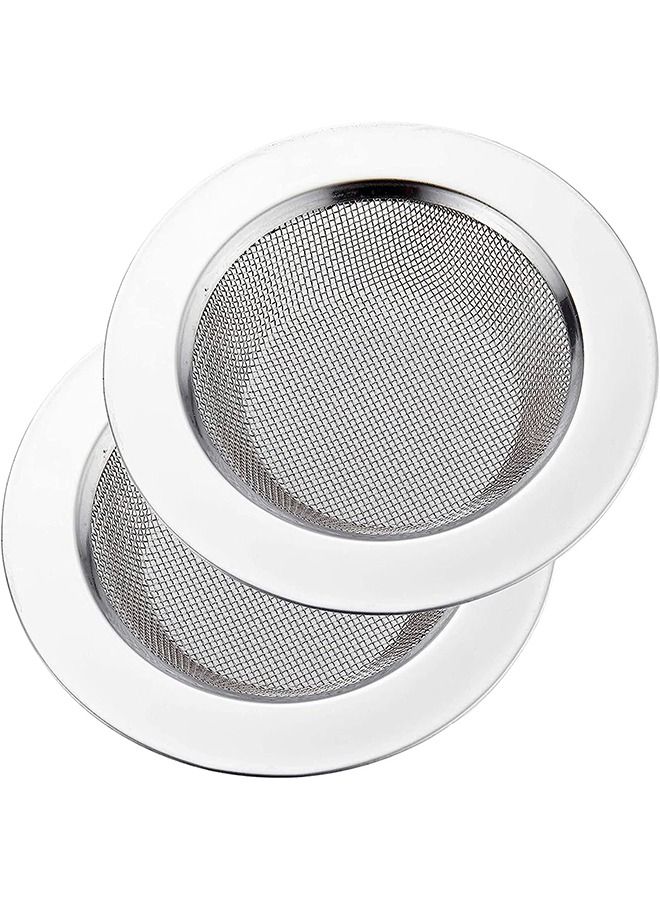 Kitchen Sink Strainer 2 Pack Stainless Steel Sink Drain Strainer Fine Mesh Kitchen Sink Strainer with Large Wide Rim for Kitchen Sink Bathroom Bathtub Shower Drains Diameter 11cm  - Image 1