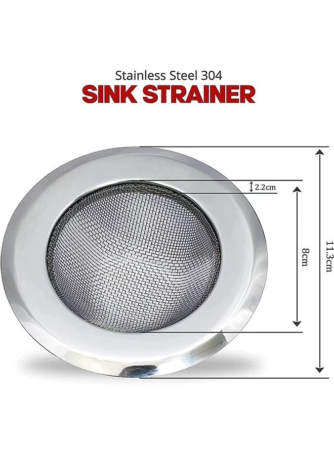 Kitchen Sink Strainer 2 Pack Stainless Steel Sink Drain Strainer Fine Mesh Kitchen Sink Strainer with Large Wide Rim for Kitchen Sink Bathroom Bathtub Shower Drains Diameter 11cm  - Image 2