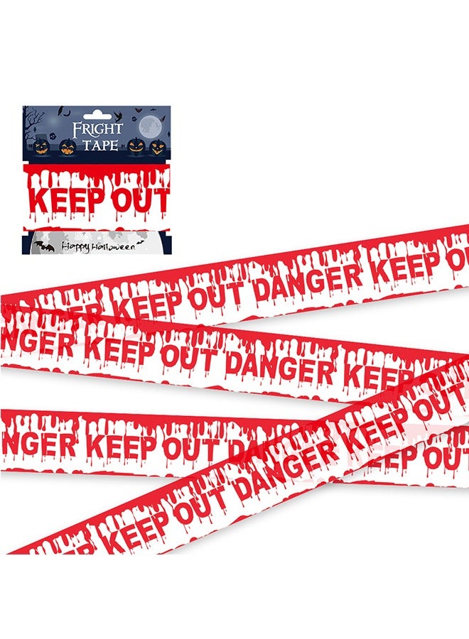 JCB CHIC ديكورات الهالوين، 5 قطع من شريط الديكور التحذيري للهالوين، حزمة شريط تحذير بطول 30 متر، ديكور لحفلات الهالوين - Image 1
