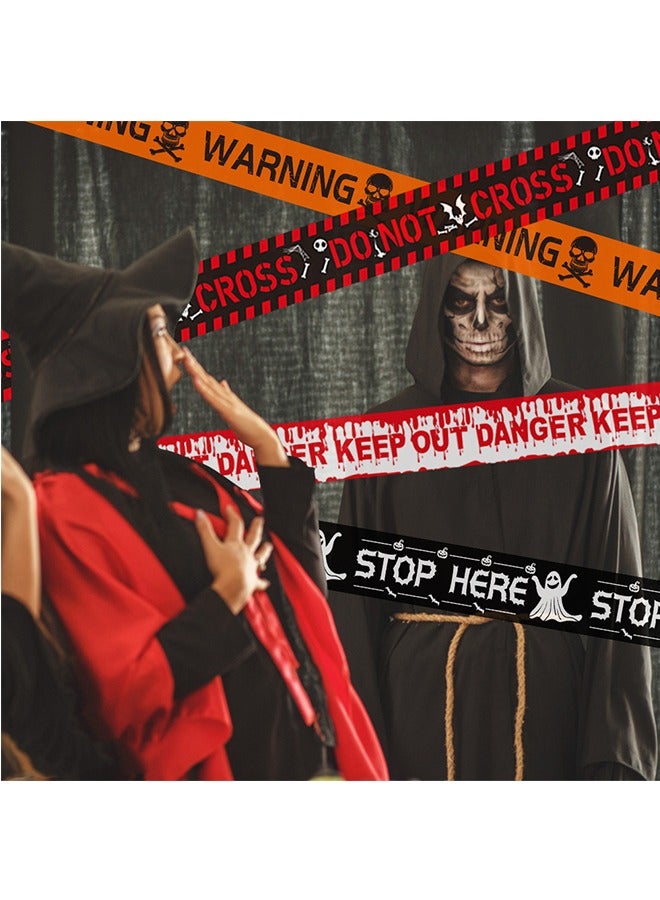 JCB CHIC ديكورات الهالوين، 5 قطع من شريط الديكور التحذيري للهالوين، حزمة شريط تحذير بطول 30 متر، ديكور لحفلات الهالوين - Image 5