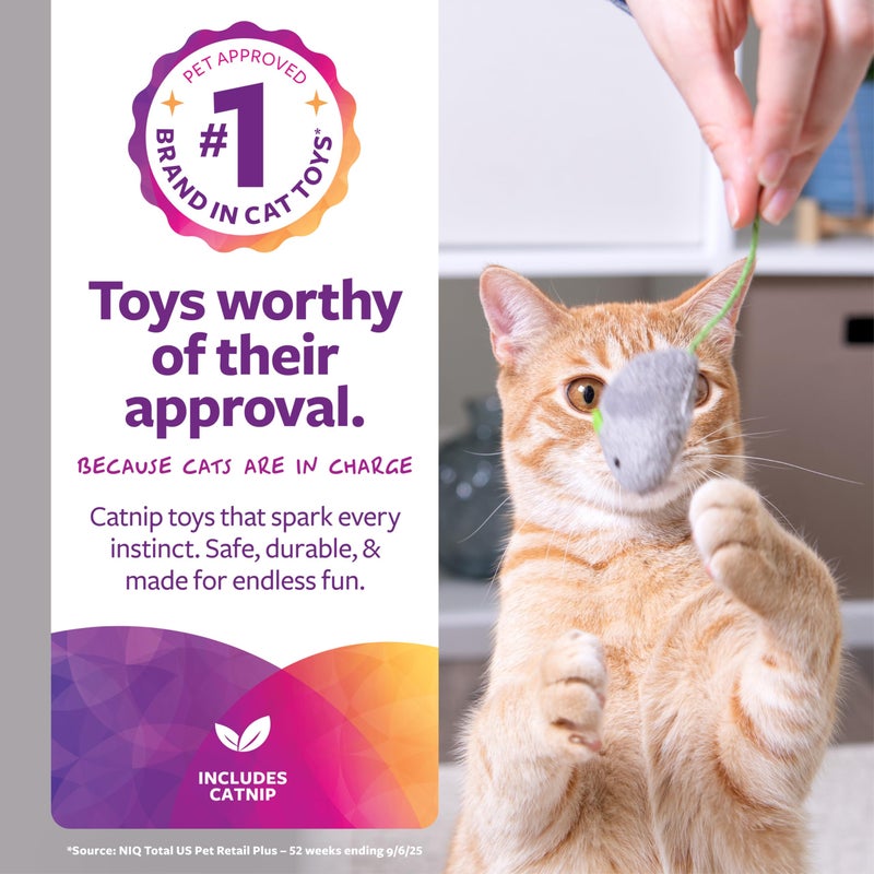 SmartyKat Skitter Critters Value Pack Catnip Cat Toys - Gray/Cream, Set of 10 - Image 2