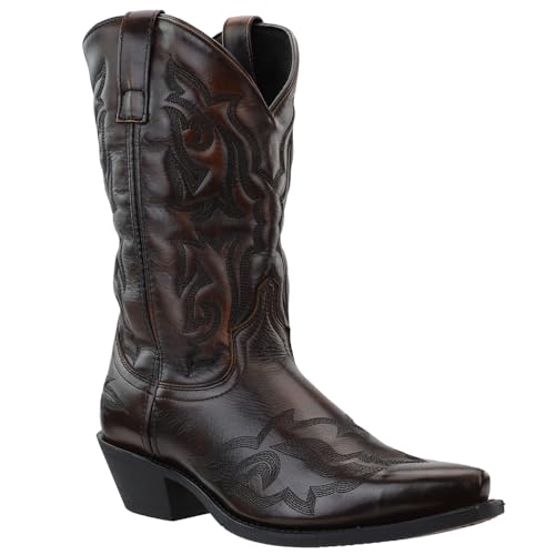 Laredo Mens Hawk Embroidered Snip Toe Casual Boots Mid Calf - Brown - Size 8.5 3E - Image 2