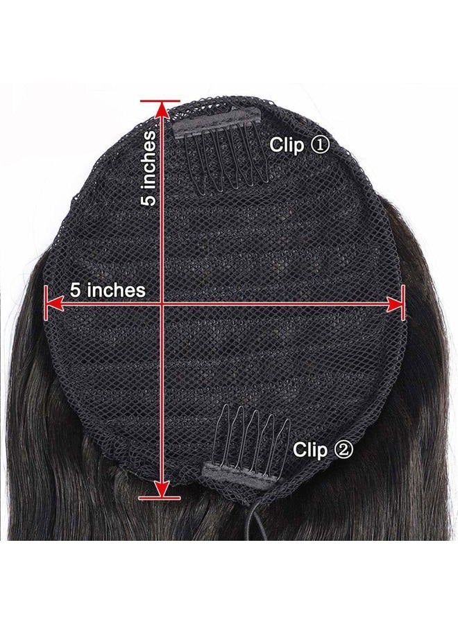 Annora Ponytail Extension Straight Hair 100% Human Hair Drawstring Ponytail Extensions Natural Black Color for Women Clip in Ponytail Hair Extensions(12 Inches,105g) - Image 5