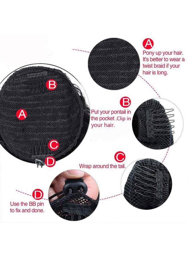 Annora Ponytail Extension Straight Hair 100% Human Hair Drawstring Ponytail Extensions Natural Black Color for Women Clip in Ponytail Hair Extensions(12 Inches,105g) - Image 3