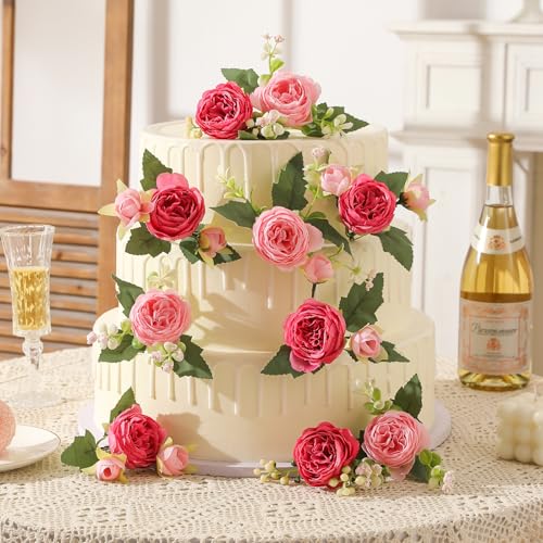 Luyue 2 Packs Pink Peonies Artificial Flowers Faux Peony Bouquet Fake Pink Flowers for Vase Silk Floral Arrangements for Table Centerpiece Wedding Decoration Indoor Home Decor - Image 5