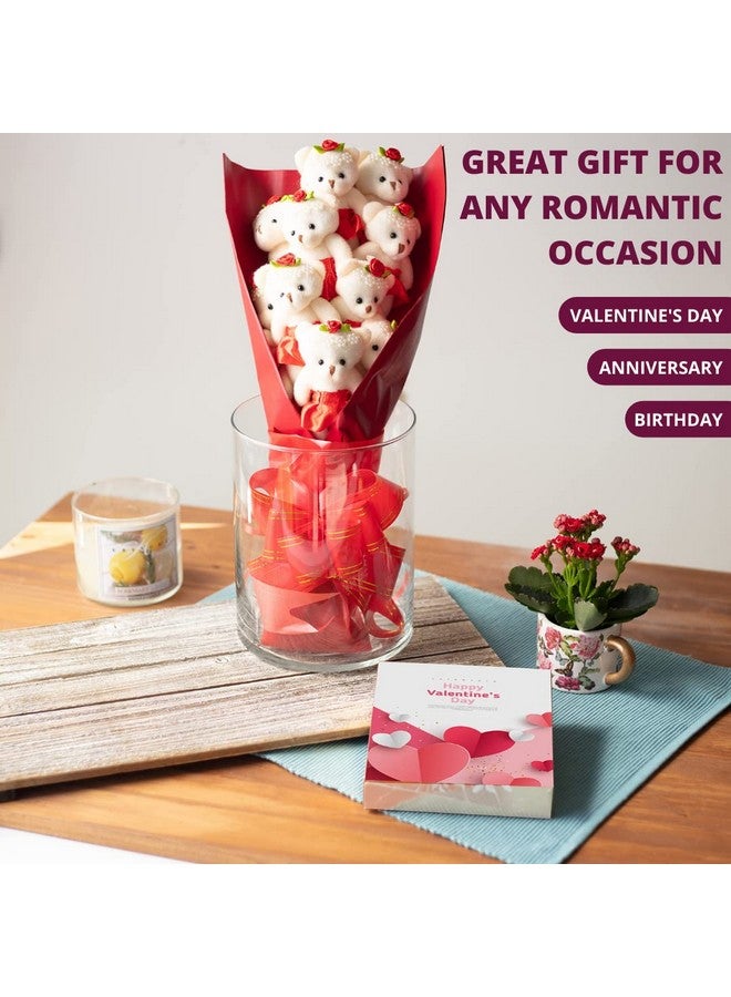SCS Direct Deluxe Red Love Bear Bouquet in Gift Box - One Dozen Long Stemmed Rose Stuffed Flower Plush Bears w Tutus- Wrapped in Ribbon Bow - Mother's Day Gift for Mom - Great for Graduation & Promposals  - Image 4