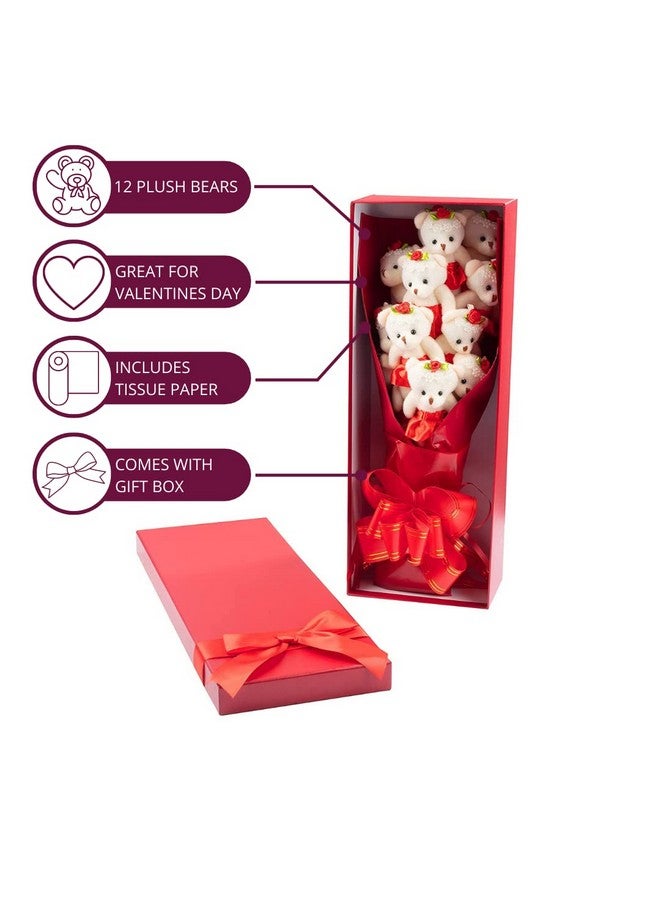 SCS Direct Deluxe Red Love Bear Bouquet in Gift Box - One Dozen Long Stemmed Rose Stuffed Flower Plush Bears w Tutus- Wrapped in Ribbon Bow - Mother's Day Gift for Mom - Great for Graduation & Promposals  - Image 2