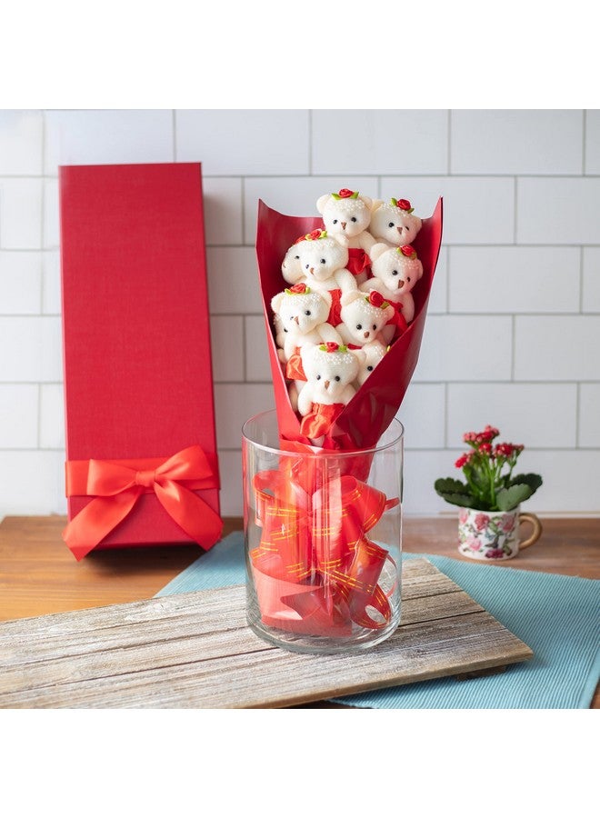 SCS Direct Deluxe Red Love Bear Bouquet in Gift Box - One Dozen Long Stemmed Rose Stuffed Flower Plush Bears w Tutus- Wrapped in Ribbon Bow - Mother's Day Gift for Mom - Great for Graduation & Promposals  - Image 5
