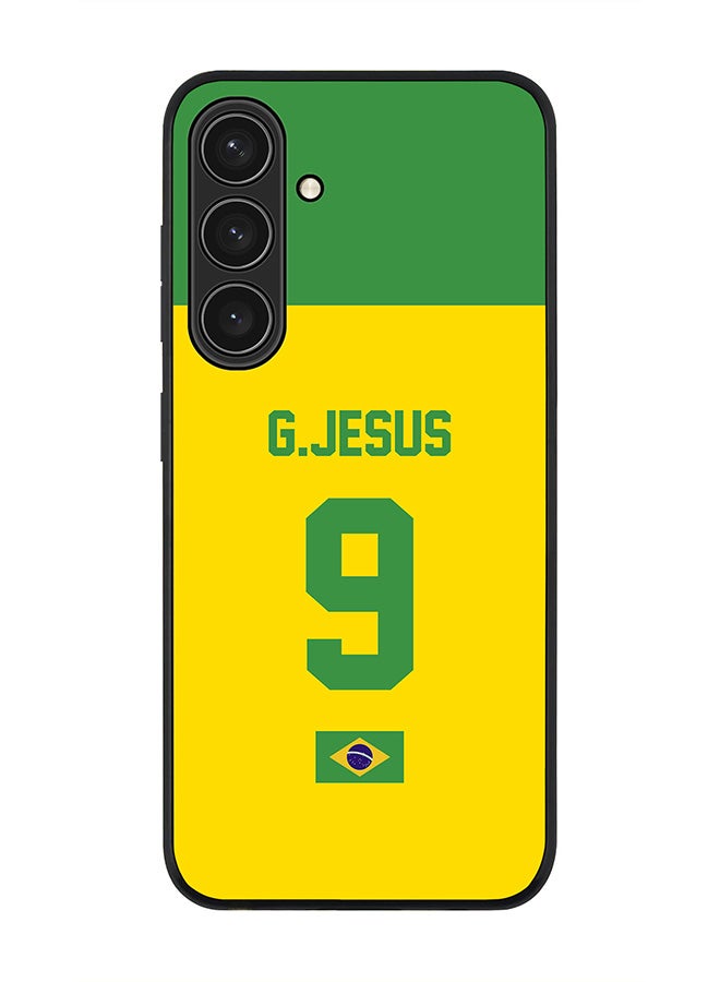 Stylizedd Rugged Black edge case for Samsung Galaxy S24 Plus, Slim fit Soft Case Flexible Thin Cover- Football Team-Brazil, Player Name-G.Jesus - Image 1
