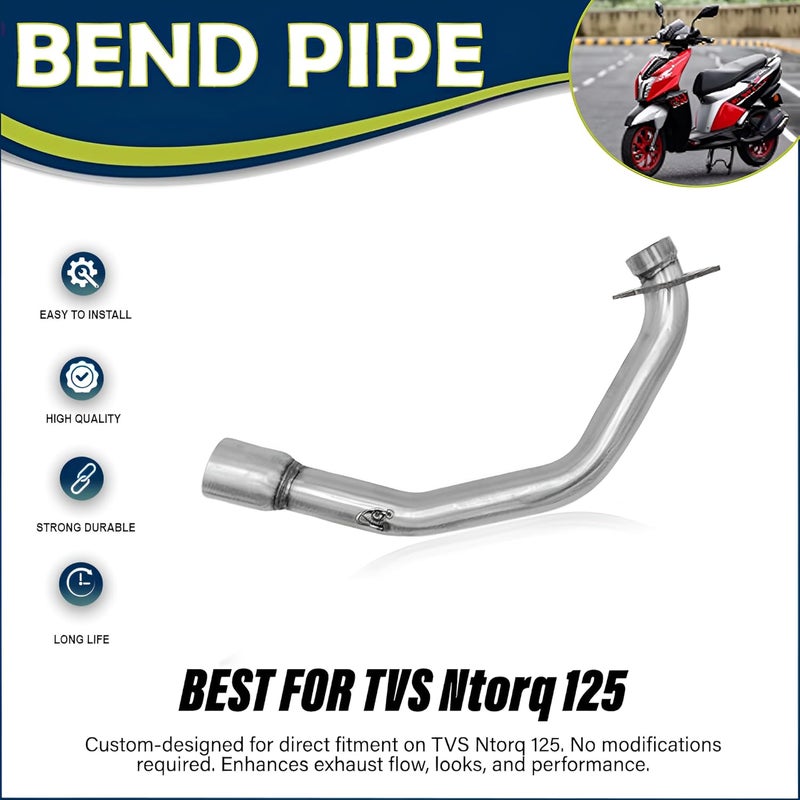 Asryd أنبوب انحناء عادم دراجة TVS Ntorq 125، أنبوب أداء مباشر بطول 60 سم، تركيب سهل، فولاذ متين عالي الجودة - Image 2