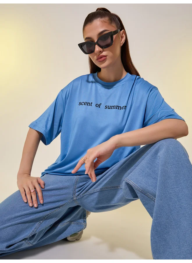 Take Two Take Two Round Neck Slogan Print T-Shirt