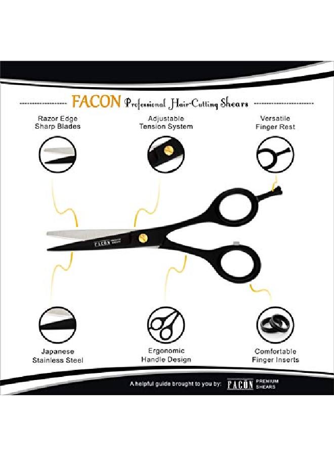 FACON Facón Professional Razor Edge Barber Hair Cutting Scissors Japanese Stainless Steel 6.5" Length Fine Adjustment Tension Screw Salon Quality Premium Shears (The Bravo) - Image 5