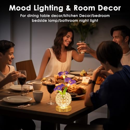 Lazzgan Morning Glory Flower Lamp, Rechargeable Cordless Touch Table Lamp, 3 Color Dimmable LED Night Light, Bedroom Bedside Touch Nightstand Lamp Artificial Flowers Housewamring, Gifts for Women Mom - Image 5