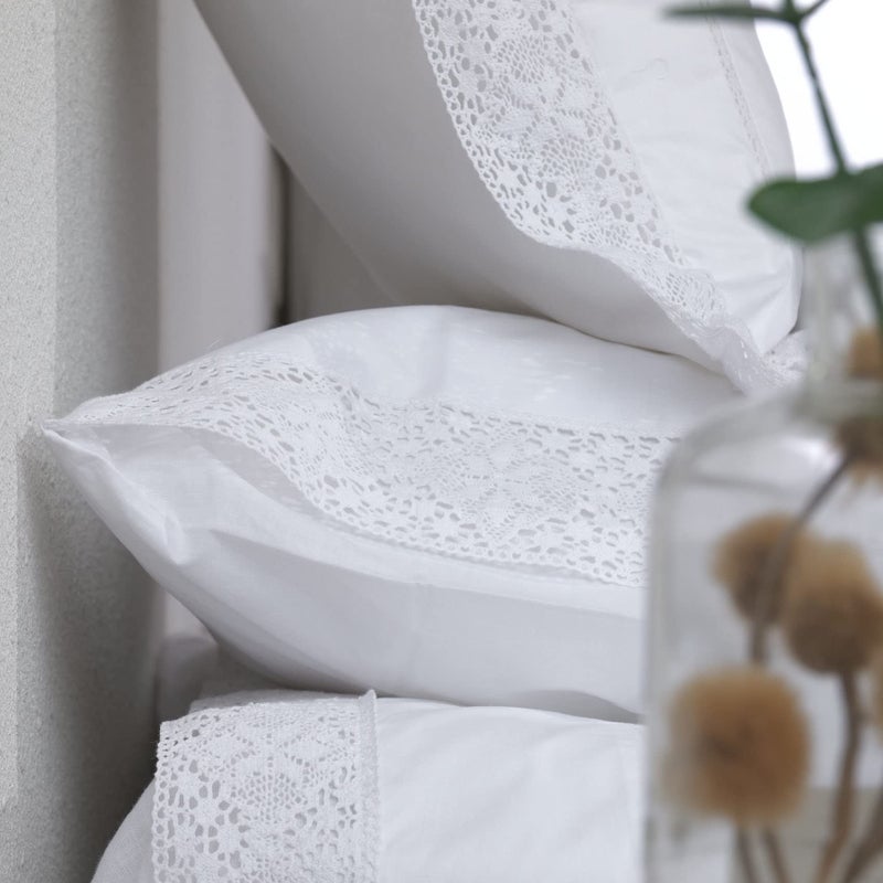 RANZNAZ 100% Cotton Lace Pillow Cases Queen Size Set of 2 - White Good Feeling Pillowcases 2 Pack with Envelope Closure, Elegant Lace,Softer and Breathable Pillow Case(20x30â€) - Image 5