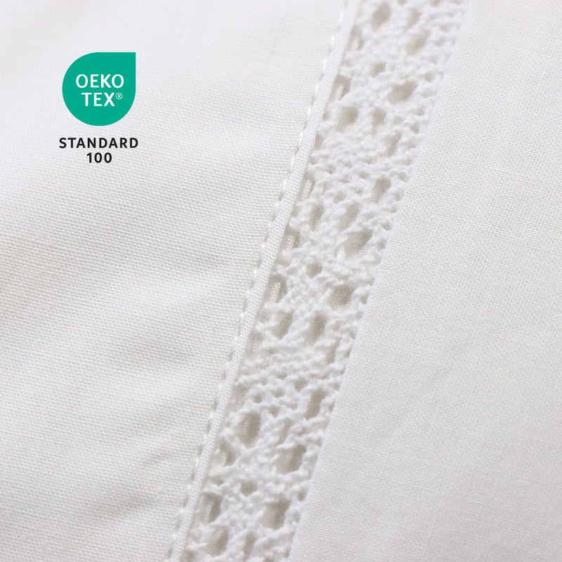RANZNAZ 100% Cotton Lace Pillow Cases Queen Size Set of 2 - White Good Feeling Pillowcases 2 Pack with Envelope Closure, Elegant Lace,Softer and Breathable Pillow Case(20x30â€) - Image 3