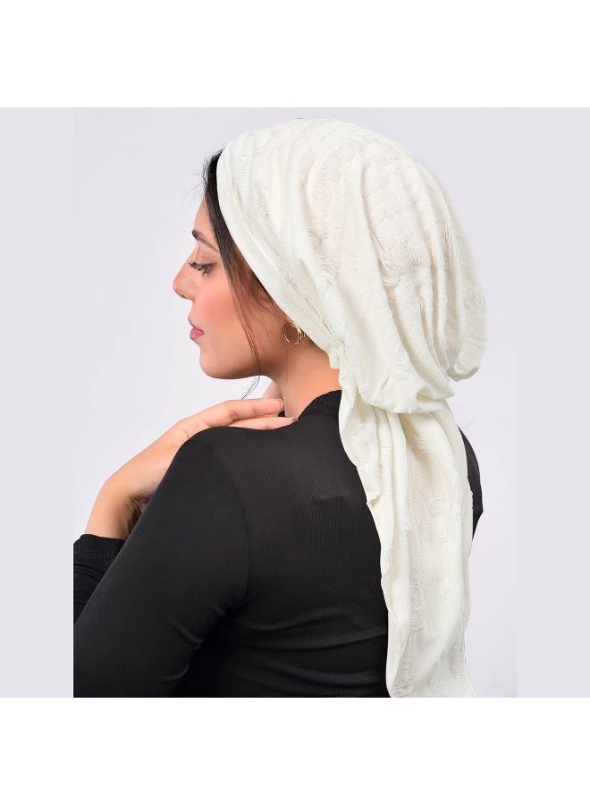 حجاب نسائي مطوي على شكل منديل رأس مربوط مسبقًا عمامة طويلة الذيل قبعة فضفاضة - Image 1
