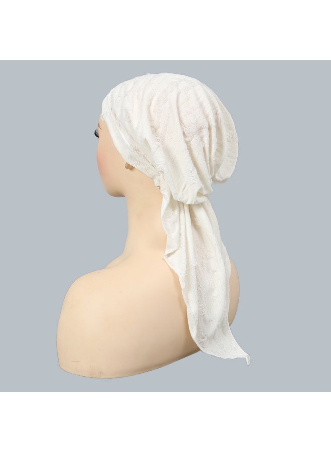 حجاب نسائي مطوي على شكل منديل رأس مربوط مسبقًا عمامة طويلة الذيل قبعة فضفاضة - Image 4