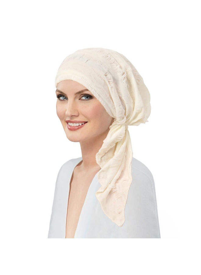 حجاب نسائي مطوي على شكل منديل رأس مربوط مسبقًا عمامة طويلة الذيل قبعة فضفاضة - Image 2