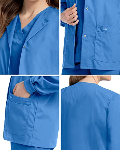 Landau Essentials Relaxed Fit 4-Pocket Snap-Front Scrub Jacket for Women 7525 Wine - Image 4