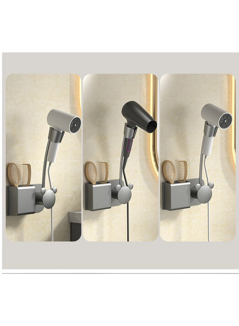 Hihonor Hair Dryer Holder Wall Mount, Blow Dryer Stand, Hands Free, 360° Rotating Adjustable Arm, Bathroom Organizer, Black - Image 5