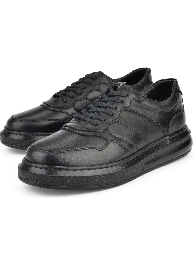 زيا , Men's Leather Sneaker 143423Z71 Black