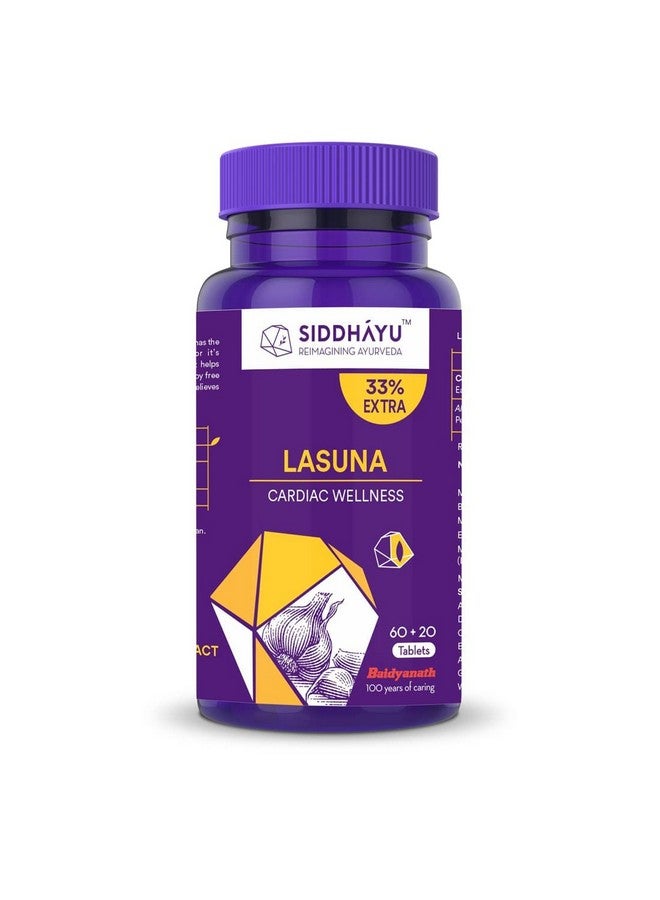 Siddhayu Lasuna Garlic Tablet | Cardiac Wellness | (From the house of Baidyanath) | Improves Digestion | Balance Cholesterol Levels | 60 + 20 free Tablets - Image 2