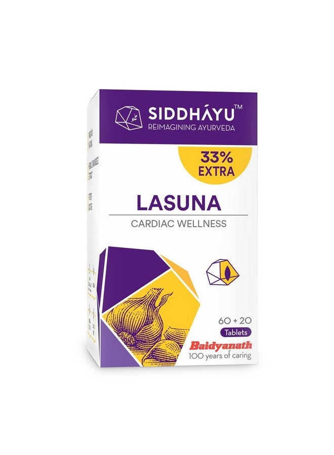 Siddhayu Lasuna Garlic Tablet | Cardiac Wellness | (From the house of Baidyanath) | Improves Digestion | Balance Cholesterol Levels | 60 + 20 free Tablets - Image 3