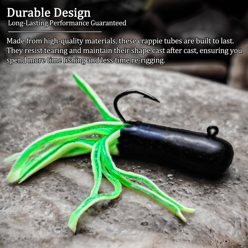 VMSIXVM 165 Pcs Tube Lures Crappie Lures with Jig Heads Soft Plastic Baits for Bass Fishing, Tube Worms Jigs Hooks Rigs Swimbait for Freshwater Saltwater - Image 5