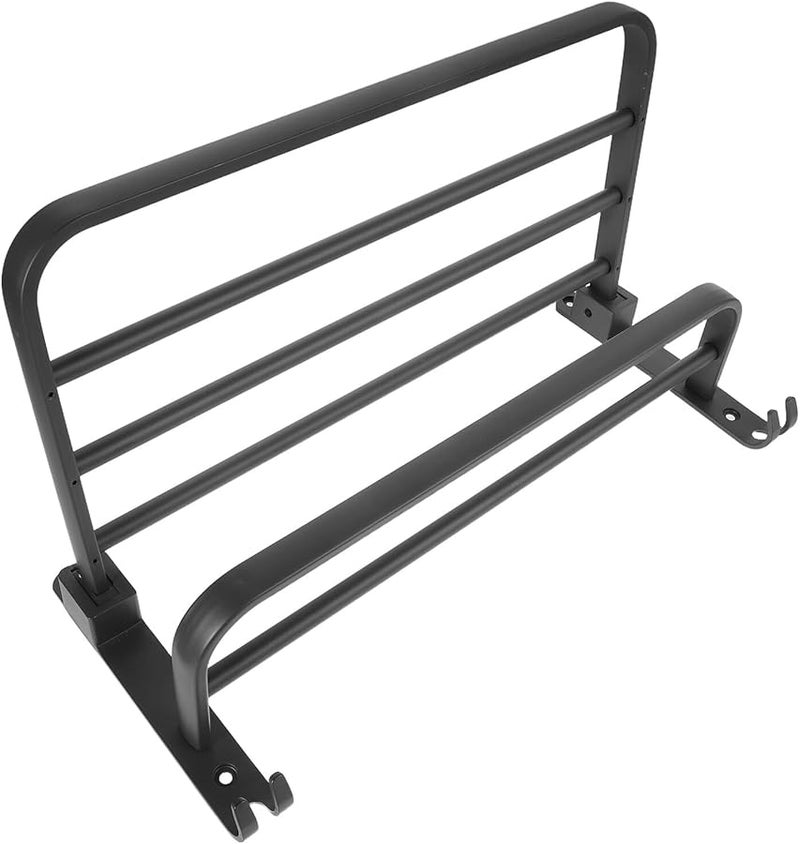 Double Bar Wall Mounted Towel Rack With Hooks 40cm Gunmetal Bathroom Holder Organizer - Image 1