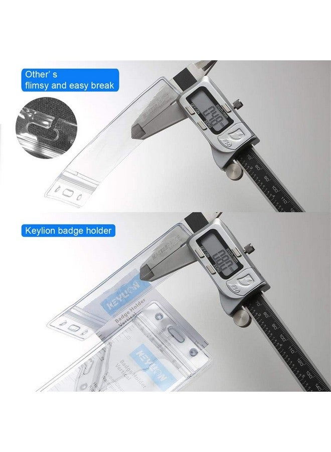 KEYLION 100 Pack Id Card Name Badge Holder Heavy Duty Clear Transparent Plastic Pvc Vertical Sleeve Pouch With Waterproof Type Resealable Zip  - Image 3