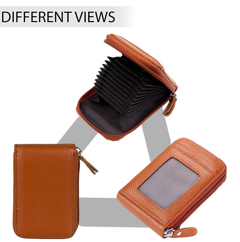 Stealodeal Orange RFID Protector Leather Credit/Debit/ATM 9 Cards Slots & 2 Cash Slots & 1 ID Slots Men/Women Card Holder - Image 3
