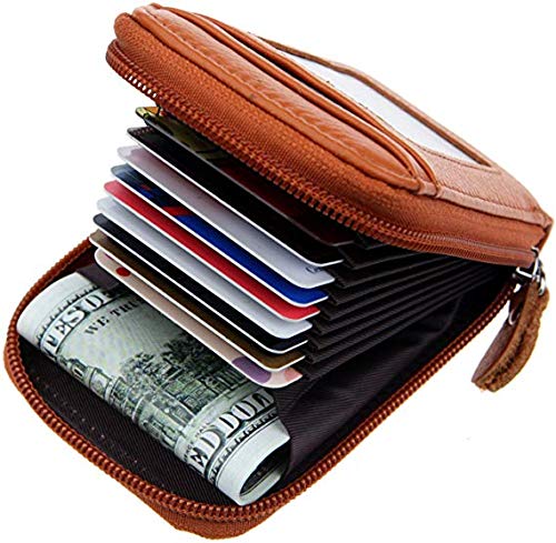 Stealodeal Orange RFID Protector Leather Credit/Debit/ATM 9 Cards Slots & 2 Cash Slots & 1 ID Slots Men/Women Card Holder - Image 1