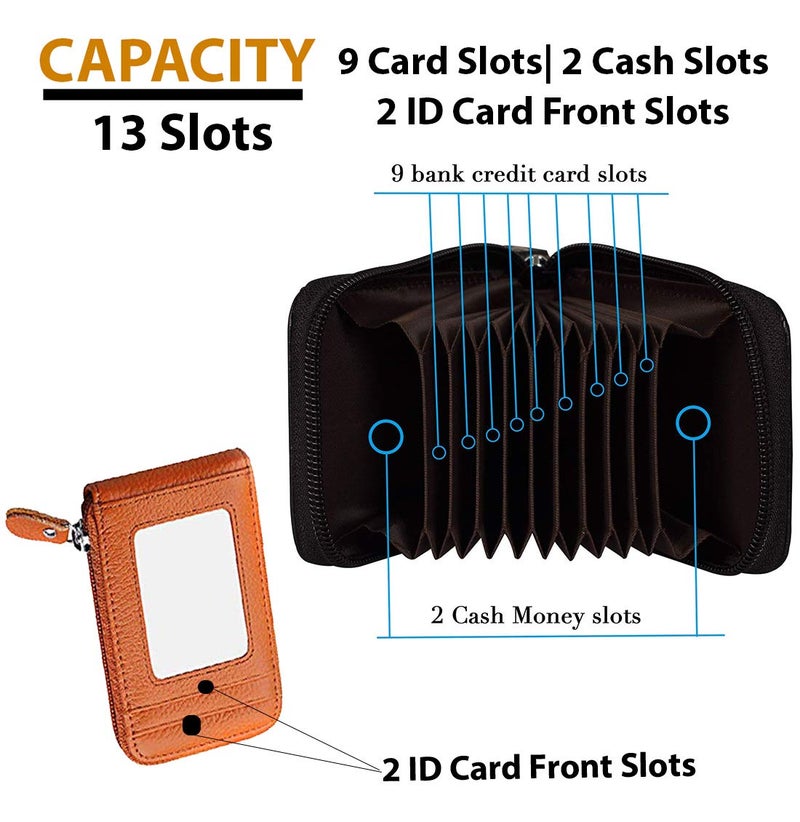 Stealodeal Orange RFID Protector Leather Credit/Debit/ATM 9 Cards Slots & 2 Cash Slots & 1 ID Slots Men/Women Card Holder - Image 4