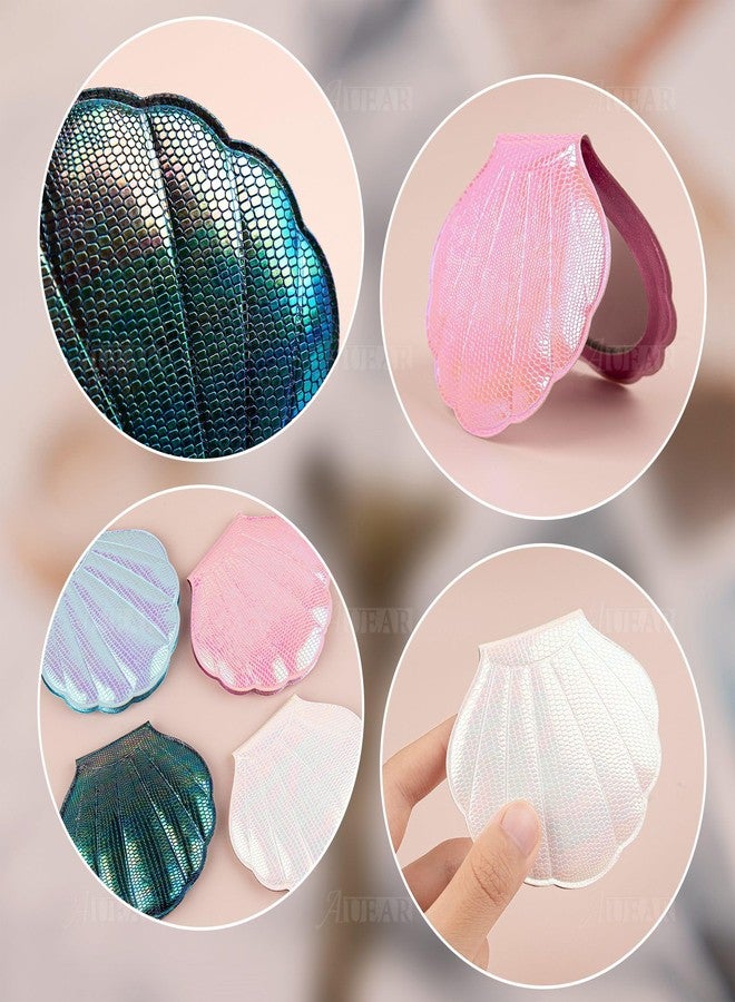 AUEAR, 4 Pack Glitter Shell Double-Sided Magnification Makeup Mirrors Colors Handheld Compact for Purse Handbag Pocket - Image 5