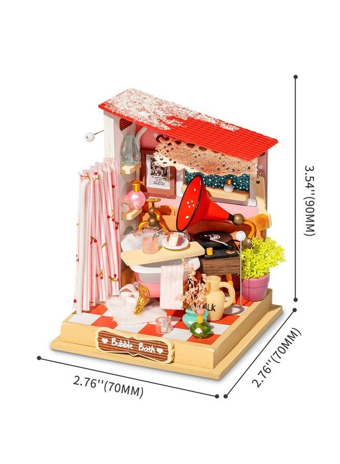 Robotime Rolife Bubble Bath Bathroom Miniature House DS018 Assembly Brain Teaser 3D Wooden Puzzle DIY Build Model Crafts Kits, Unique Home Decor Birthday Gifts for Teens or Adults - Image 1