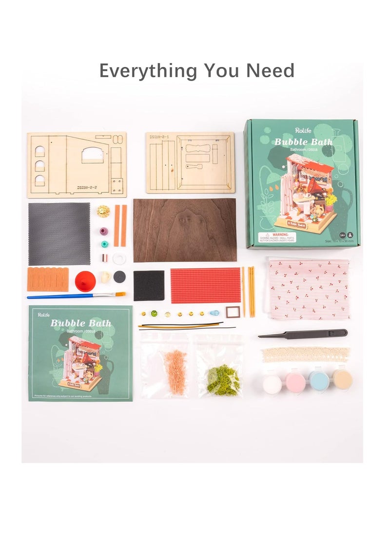 Robotime Rolife Bubble Bath Bathroom Miniature House DS018 Assembly Brain Teaser 3D Wooden Puzzle DIY Build Model Crafts Kits, Unique Home Decor Birthday Gifts for Teens or Adults - Image 2