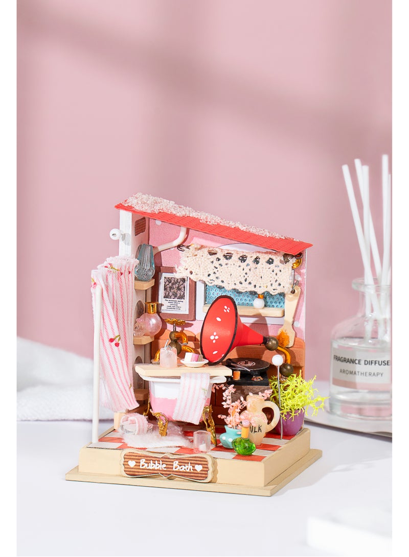 Robotime Rolife Bubble Bath Bathroom Miniature House DS018 Assembly Brain Teaser 3D Wooden Puzzle DIY Build Model Crafts Kits, Unique Home Decor Birthday Gifts for Teens or Adults - Image 3