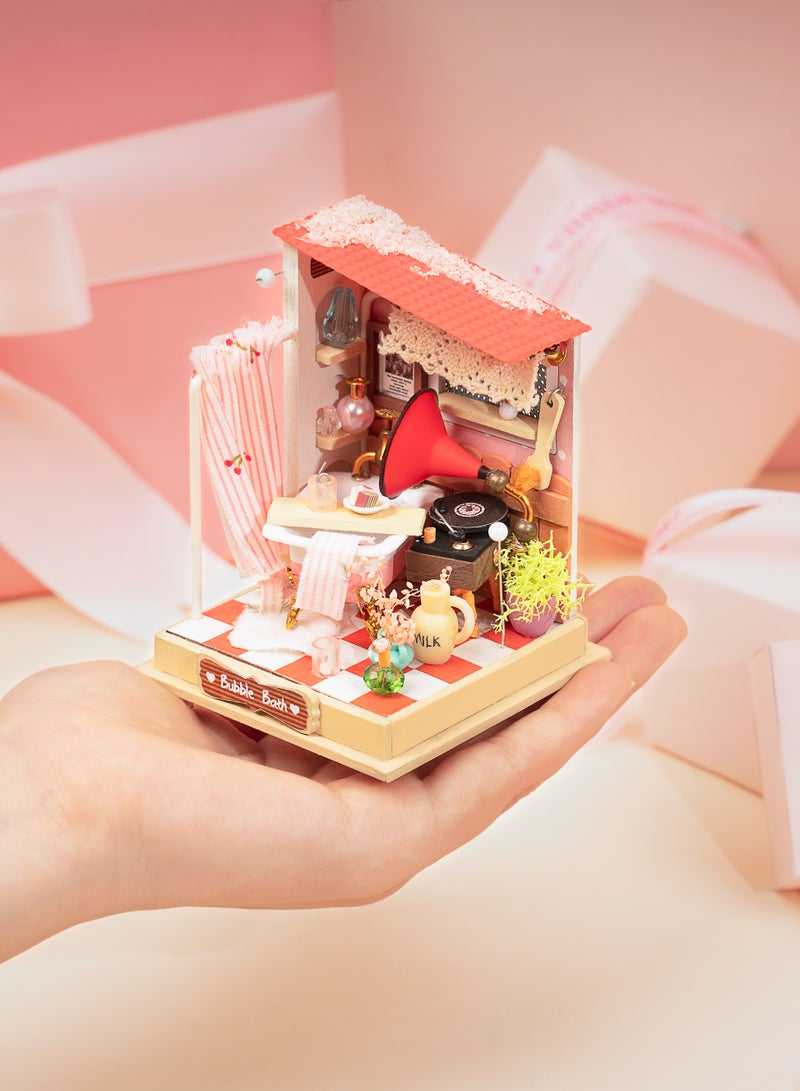 Robotime Rolife Bubble Bath Bathroom Miniature House DS018 Assembly Brain Teaser 3D Wooden Puzzle DIY Build Model Crafts Kits, Unique Home Decor Birthday Gifts for Teens or Adults - Image 4