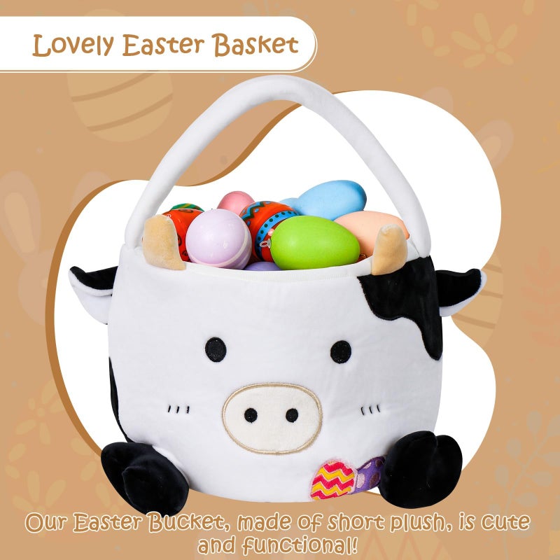 Wepop Easter Baskets for Kids, Cute Cow Easter Egg Buckets Huting Festivals Gift for Girls Boys - Image 2