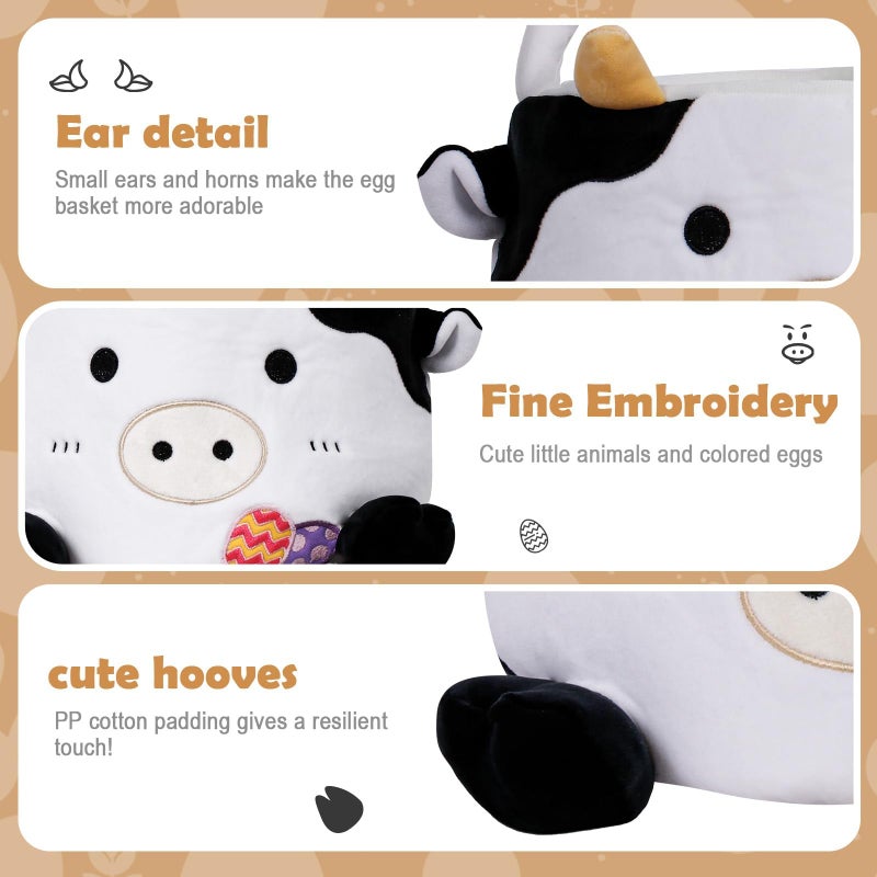 Wepop Easter Baskets for Kids, Cute Cow Easter Egg Buckets Huting Festivals Gift for Girls Boys - Image 4